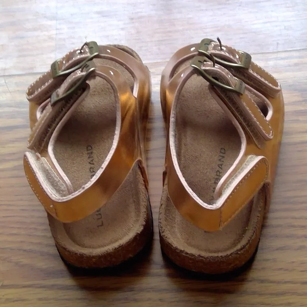 Lucky Brand Casual Double Buckle Sandal Rose Gold Toddler Size 5C